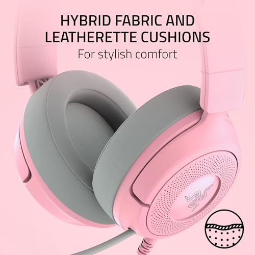Razer Kraken Kitty V3 X Wired Gaming Headset, Kitty Ears, Pink | HyperClear Cardioid Mic, 40 mm Drivers, 7.1 Surround Sound, Comfy Ear Cushions, Cross-Platform via 3.5mm PC, PS5, Xbox - color: Quartz Pink