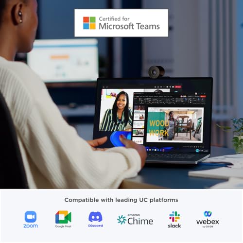 Lenovo FHD Webcam, 1080p Resolution, 30 fps, Dual Noise-Cancelling Microphones, AI Noise Cancellation and Enhanced Image Quality, Physical Privacy Shutter, Microsoft Terms Certified, Black | Dual Noise-Cancelling Microphones, AI Noise Cancellation, Enhanc