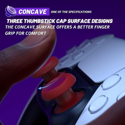 eXtremeRate ThumbsGear V3 Interchangeable Ergonomic Thumbsticks for PS5 Controller, Replacement Analog Thumb Sticks for PS4 Controller - Carmine Red 4 Height Adjustable Convex, Concave Grip Joysticks - color: Carmine Red