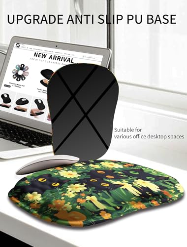 Hokafenle Ergonomic Wrist-Hugging Mouse Pad Wrist Support, U-Shaped Holding Wrist Rest Mousepad for Carpal Tunnel Pain Relief with Cushioned Memory Foam Slope Massage Bulge(10.2x8.3 in,Big Eyed Cat) - color: Big Eyed Cat