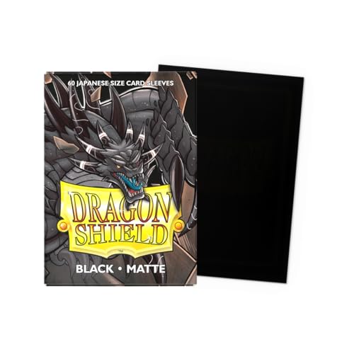 Dragon Shield | Japanese Size Card Matte Sleeves | 60 CT - Smooth & Tough Premium TCG Sleeves - Compatible with Yu-Gi-Oh, Naruto, Cardfight & Vanguard | Black - color: Black Matte