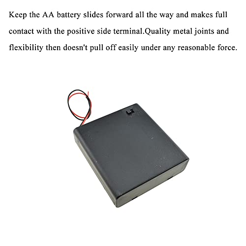 HAHIYO 6V AA Battery Holder Bundle with Wire Sturdy Cover Flexible Springs Contact Build-in Switch Batteries Black Case Easy Install 3 Pieces for Wall Clocks Ham Radio Kids Toys - style: 4AA-3P