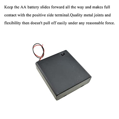 HAHIYO 6V AA Battery Holder Bundle with Wire Sturdy Cover Flexible Springs Contact Build-in Switch Batteries Black Case Easy Install 3 Pieces for Wall Clocks Ham Radio Kids Toys - style: 4AA-3P
