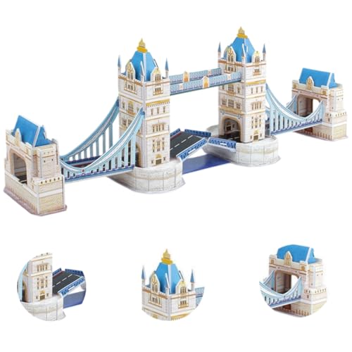 Architecture World Famous of 3D Puzzle.Build Your Own Collection of 17 Global Landmarks (Notre Dame, Colosseum) - Educational DIY Model Kit for Kids & Adults. (Tower Bridge) - color: Tower Bridge