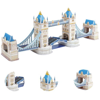 Architecture World Famous of 3D Puzzle.Build Your Own Collection of 17 Global Landmarks (Notre Dame, Colosseum) - Educational DIY Model Kit for Kids & Adults. (Tower Bridge) - color: Tower Bridge
