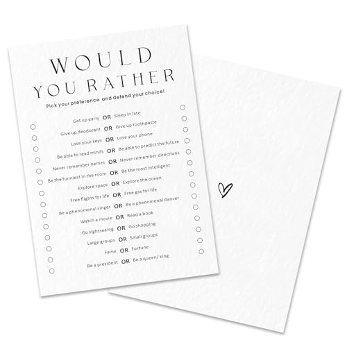 Party Games for Adults & Birthday Games for Bachelorette, Office – Would You Rather - 30 Pcs Ice Breaking Cards, Add Laughter and Conversation to Any Celebration (5" x 7")- A06 - color: Would You Rather