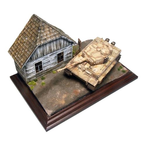 DYNWAVE 1/35 Scale Wooden House Building Model Kit, Unpainted DIY Architecture Model for Micro Landscape and Sand Table Layout