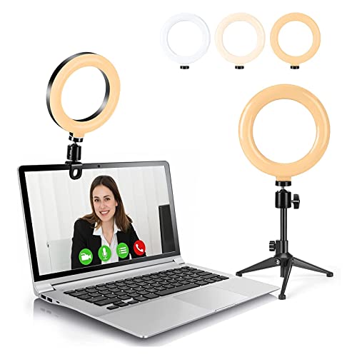 6" LED Selfie Ring Light with Tripod Stand, Video Conference Lighting Kits for Webcam Lighting/Zoom Lighting/Self Broadcasting/Live Streaming