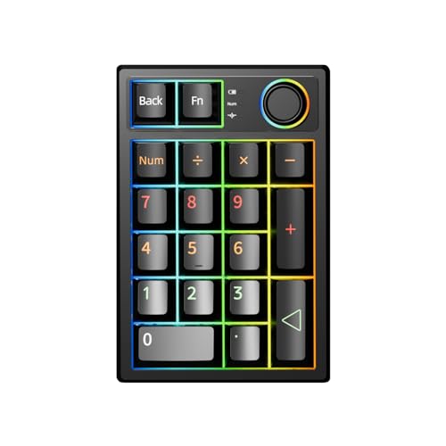 Gasket Creamy Mechanical Numpad Programmable Keypad RGB LED Backlit | Wireless 2.4G/Bluetooth 5.0/Wired USB-C Hot Swappable Macro Number Pad Rechargeable Numeric Keyboard Metal Knob, Black - color: Black