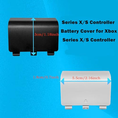 Battery Back Cover for Xbox Series S/X Controller, Battery Cover Door for Xbox Series S/X Controller, Battery Back Shell Repair Part Compatible with Xbox Series X/Series S Controller(2Black+2White) - color: Black&White