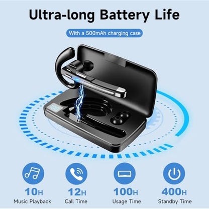 Boytond Bluetooth Headset V6.1,Single-Ear Bluetooth Earpiece,CVC8.0 Noise Cancelling Wireless Headset,100Hrs Talk Time Wireless Earbud with Mic,Hands-Free Headphone for Trucker, Office, Home&Business