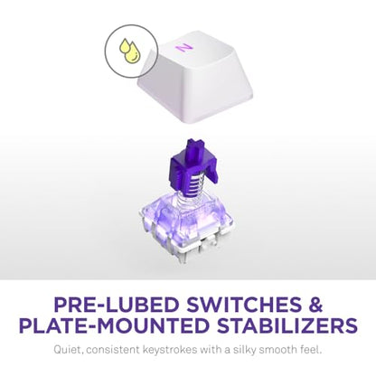 NZXT Function 2 Full-Size Wired Optical Gaming Keyboard - 8K Polling Rate - Linear Optical Switches - Adjustable Actuation - Double-Shot PBT Keycaps - RGB - Hot-Swappable - White - color: White, size: Full Size, style: Function 2