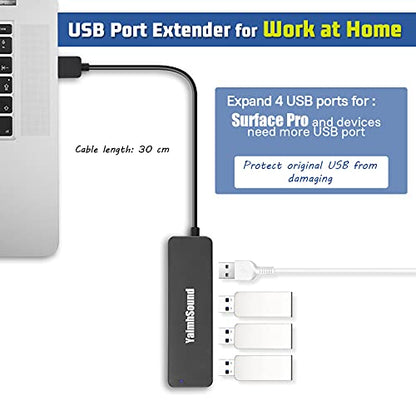 4-Port USB Hub 3.0, YaimhSound USB Splitter for Laptop, Keyboard and Mouse Adapter for Dell, Asus, HP, MacBook Air, Surface Pro, Acer, Xbox, Flash Drive, HDD, Console, Printer, Camera - size: 4 Port USB Hub