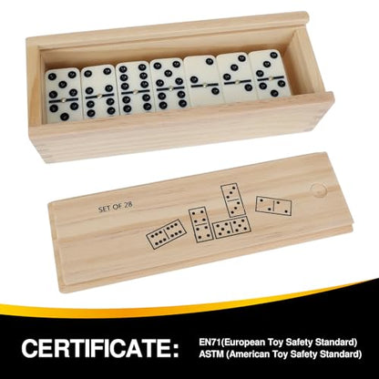 GOTHINK Dominos Set for Adults with Wooden Box - Tile Dot Dominoes Games Set for Family Night Travel Game - Classic Party Board Game Ideal - color: Double 6 Dominoes With Wooden Box