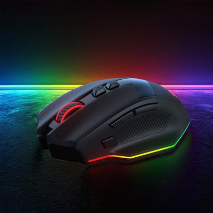 Redragon M923 PRO Wireless RGB Gaming Mouse 24K DPI Remapping Keys | Cable-Free 0 Delay, Smooth Precise Tracking, Custom Macro Keybinds, Vibing Backlight, Ergonomic Grip Body Comfort - style: Wireless