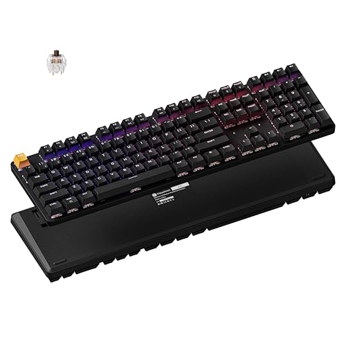 Keychron KJ5 Wireless Custom Mechanical Keyboard, 2.4 GHz Bluetooth QMK Full-Size Layout RGB, Hot-swappable Brown Switch Compatible with Mac Windows Linux, for Gaming Office - Black - style: Black - Brown Switch