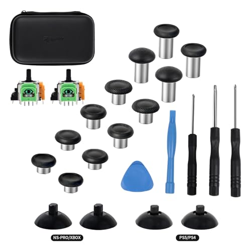 RALAN Replacement Interchangeable Thumbsticks Joysticks Repair Kit for Xbox One, Xbox Series X/S, PS4/PS5/NS Pro Controllers, 3 Height Plastic Base, 5 Grip Designs (xbox) - color: xbox