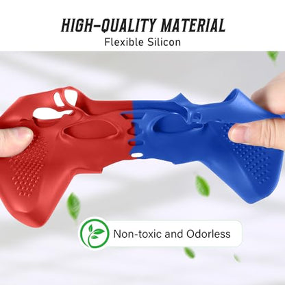 PS5 Controller Skin, Anti-Slip Soft Silicone Protective Cover Case for PlayStation 5 Controller Grip Accessories, 2 Pack with 8 x Thumb Grip Caps (Red Mix Blue) - color: Red Mix Blue