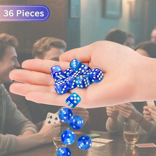 36 Pieces 12mm 6 Sided Mini Dice Set,Two Colours Glitter D6 Game Dice Set,6 Sided Standard Game Dice for Board Games Dice Games Classroom Teaching Dices Game,with Portable Gaming Box(Blue & Green) - color: D6-blue & Green Glitter