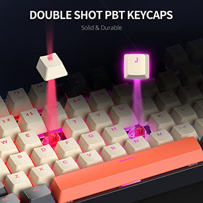 Fogruaden RGB Wired 75% Percent Mechanical Keyboard with Red Switch TKL Mechanical Keyboard 75 Percent, 87 Keys NKRO Compact Gaming Keyboard 75% for Win/Mac Laptop PC Gamer (Carbon/87) - color: Red Switch/87Carbon