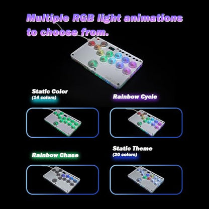 BITFUNX Duelpad Leverless Controller Arcade Stick, Zen16 Arcade Controller for PC/PS3/PS4/PS5/Switch/Steam, All-Button Arcade Fight Stick with SOCD/TURBO/Custom RGB/Hot-Swap/Low-Profile Switch (Mini) - size: Mini