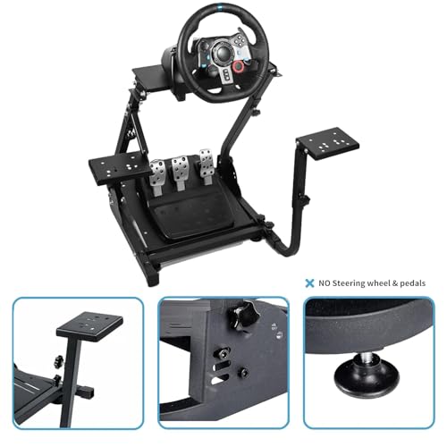 Anman racing simulator cockpit Steering Wheel Stand with Double Gear Shifter Mount Fit for Logitech G25 G27 G29 G920 G923,Foldable Gaming Cockpit Stand,without Pedal and Steering Wheel