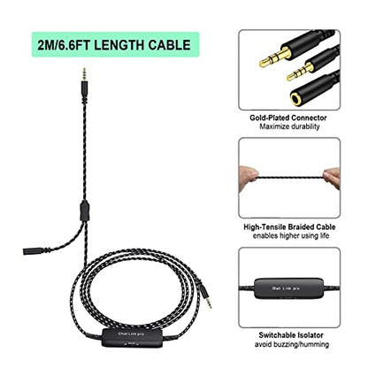 LecLooc Chat Link Pro Cable for Elgato HD60 S/S+, HD 60 PRO, 4K 60 PRO, HD60 X Gaming Capture Card, Chat Audio Cable Adapter for Nintendo Switch Xbox One PS4 PS5 with Isolator (6.6FT)