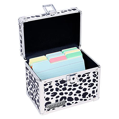 Vaultz Locking Index Card File with Flip Top, Holds 450 4x6 Cards, Black and White Leopard (VZ03974) - color: Black and White Leopard, size: 4 X 6 Inch