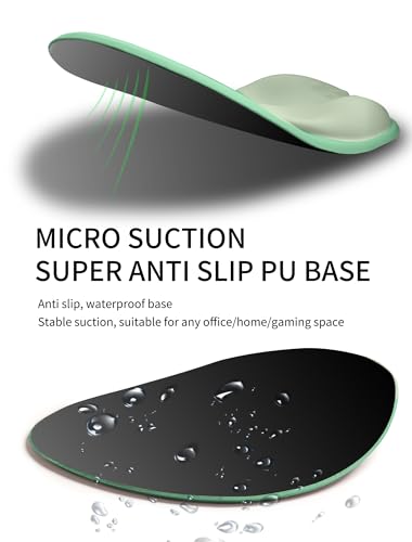 Palm-Rest and Wrist-Hugging Mouse Pad Wrist Rest, Ergonomic Wrist Support with Curve Fitting Cushioned Memory Foam for Carpal Tunnel Pain Relief, 9.9 x 8.3 Inch, Minty Green - color: Minty Green