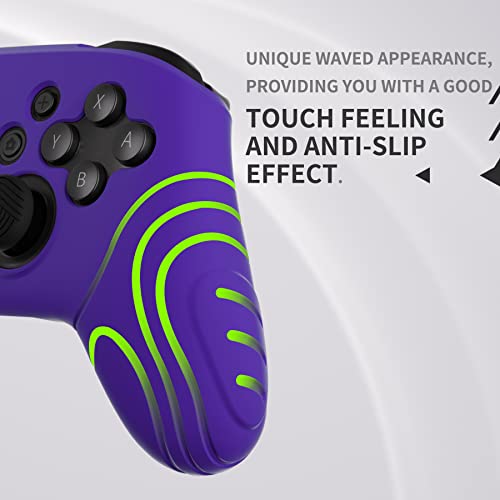 PlayVital Samurai Edition Ergonomic Silicone Skin Protective Case for Nintendo Switch Pro Controller, Soft Anti-slip Controller Grip Protector for Nintendo Switch Pro with Thumb Grip Caps - Purple - color: Purple