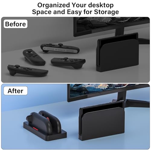 ZRZLMVP Switch 2 JoyCon Charger for Nintendo Switch 2 Joy Con 2 Controller | Charging Dock for Joy-Con 2 Controllers, 2H Fast Charge Switch 2 Controller Charger Station with LED Indicator - color: BLACK-2