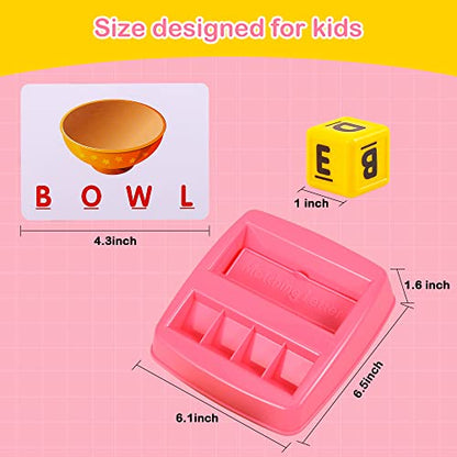 Fenikso Matching Letter Game, Alphabet Spelling & Reading Words, Objects & Color Recognition, Early Learning Educational Toy for Preschooler & Kindergarten Kids Over 3-8 Years Old, Best Gifts - color: Pink