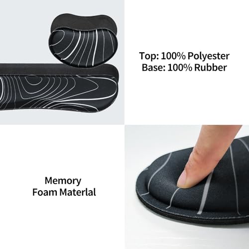 Bloss Large Gaming Mouse Pad XL Desk Mat, 4-in-1 Mouse Pad with Wrist Rest, Large Desk Pad, Keyboard Pad for Office/Home-Black and White Topography (31.5 x 15.7 x 0.12 Inches) - color: Topographic, size: 31.5 in x 15.7 in x 0.12 in