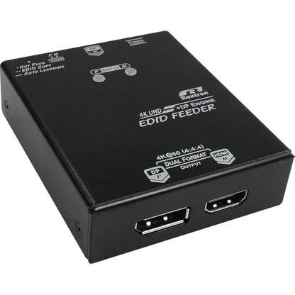 DisplayPort 1.2 EDID Feeder with Splitter Function Ghost Management | Copy, Emulator, 4K@60Hz, HDCP 2.2/1.4, 2 Custom Modes, USB-Powered, Compatible with DP and HDMI Monitors, VDDC-462DPM
