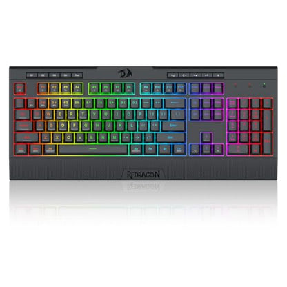 Redragon K525 PRO RGB 3-Mode Wireless Membrane Gaming Keyboard with Multimedia Keys, Linear Mechanical-Feel Switch, 4 Extra On-Board Macro Keys, Dedicated Media Control, Ergonomic Wrist Rest - color: Black, size: 104 Keys Lite Wireless