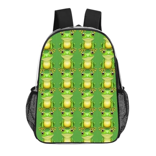 Teddy Bear Printed Clear PVC Backpack Stadium Security Approved | Stadium Approved, Green Frog, with Zipper Compartments for Concerts Festivals Sports Work Security - color: Pattern (325)