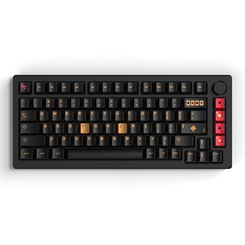 dagaladoo Keyboard keycaps Set, Double Shot PBT keycaps,Cherry Profile Custom Key caps 60 65 75 Percent for Cherry-mx 61/66/68/75/87 Retro Mechanical Keyboard,Black Poker Metal Coating - color: Black,Metal coating