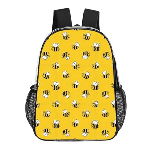 Clear Transparent Beach Backpack Waterproof Sand Water Resistant | Heavy Duty, Yellow Bees And Honey, Transparent, PVC See Through Daypack - color: Pattern (504)