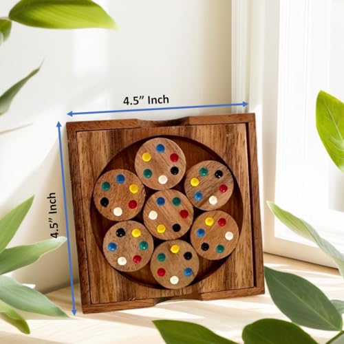 Circles Color Match challenging Wooden IQ Puzzle Fun Play Brain Teaser Game for Adults and Teens - style: Circles Color Match