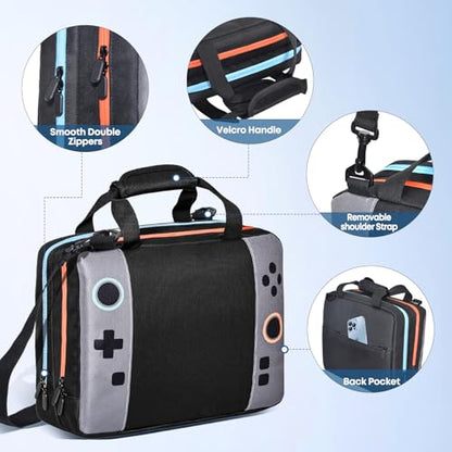 Switch 2 Bag,Switch 2 Travel Case for Nintendo 2 Console & OLED - Hard Shell Protective Storage Bag Carrying Case for Pro Controller, Dock, Joycon, Charger, Cables,14 Game Card Slots, Accessories - size: Large
