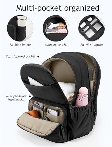 Uselike Travel Backpack for Women, 15.6 Inch Laptop Backpack, Quilted College Bookbag, Cute Work Backpacks, Water Resistant (Black) - color: Black