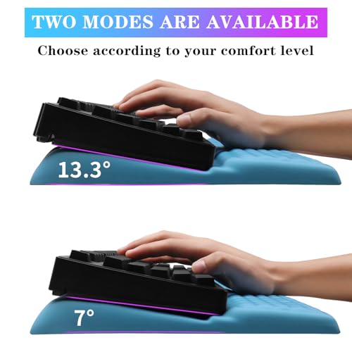 Computer Keyboard Stand with Wrist Rest, Ergonomic Tilted Keyboard Holder - Keyboard Riser with Wrist Pad - Keyboard Tray Support for Office Home - Blue - color: Keyboard Stand - Blue