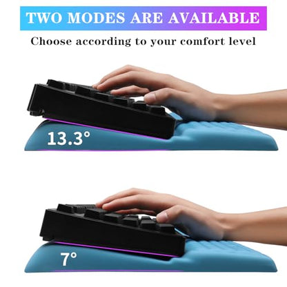 Computer Keyboard Stand with Wrist Rest, Ergonomic Tilted Keyboard Holder - Keyboard Riser with Wrist Pad - Keyboard Tray Support for Office Home - Blue - color: Keyboard Stand - Blue