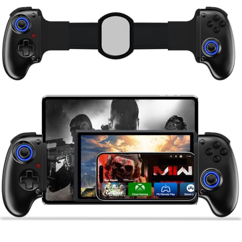 Koiiko Mobile Cloud Gaming Controller for iPhone 16/15/14, iPad, Tablet, Android/PC/Switch1/2 Gamepad Joystick with Turbo, Streaming on PS/Xbox/PC, Hall Trigger Black - color: black