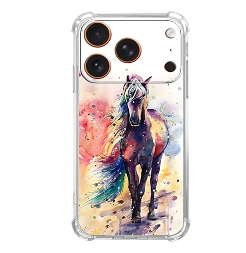 Painted Horse Case for iPhone 17 Pro Max ，Watercolor Horse for Women Men, Cool Trendy Soft TPU Bumper Cover Case for iPhone 17 Pro Max - color: Horse