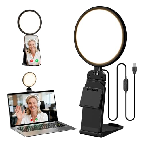5" Ring Light for Computer, Eye-Caring & Flicker-Free Lighting for Zoom Meetings, Video Call, Recording, Streaming, Portable Light for Laptop, Monitor & Webcam with 50 Modes (3000K-6500K) CRI>97.8 - color: BACK 1 PSC