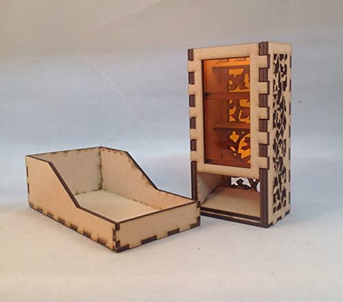 Mini Dice Tower and Tray v5 Amber Acrylic Window Laser Cut MDF Unique Gift