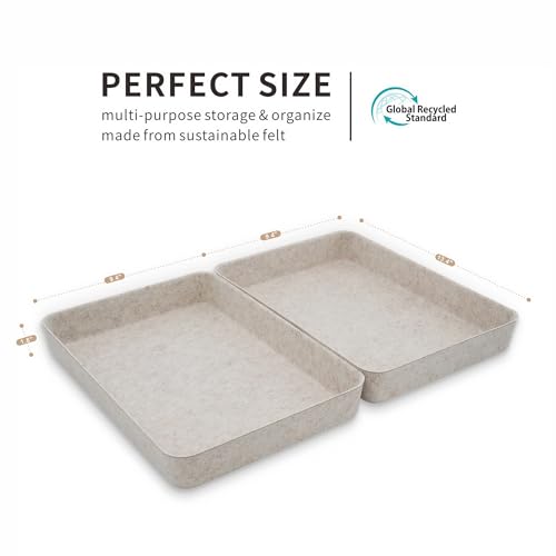 2pc Letter Size Felt File Folder Holder Oatmeal Document Paper Tray - color: Oatmeal