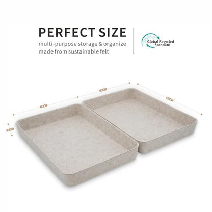 2pc Letter Size Felt File Folder Holder Oatmeal Document Paper Tray - color: Oatmeal