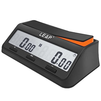 Chess Clock Digital Chess Timer Advanced for Board Game and Chess Timer with Bonus & Delay Count Down up Alarm Black/Orange - color: Black/Orange